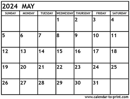 May 2024 Calendar Template Easy to Use Calendar App 2024