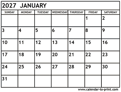 2027 calendars Free printable 2027 monthly calendars