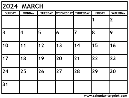 March 2024 Calendar Free Printable - Makenstitch