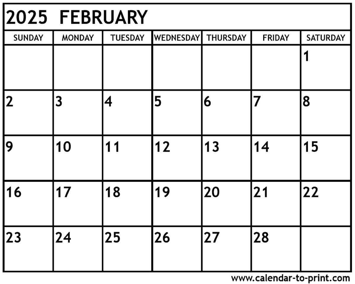 February 2025 Calendar Printable