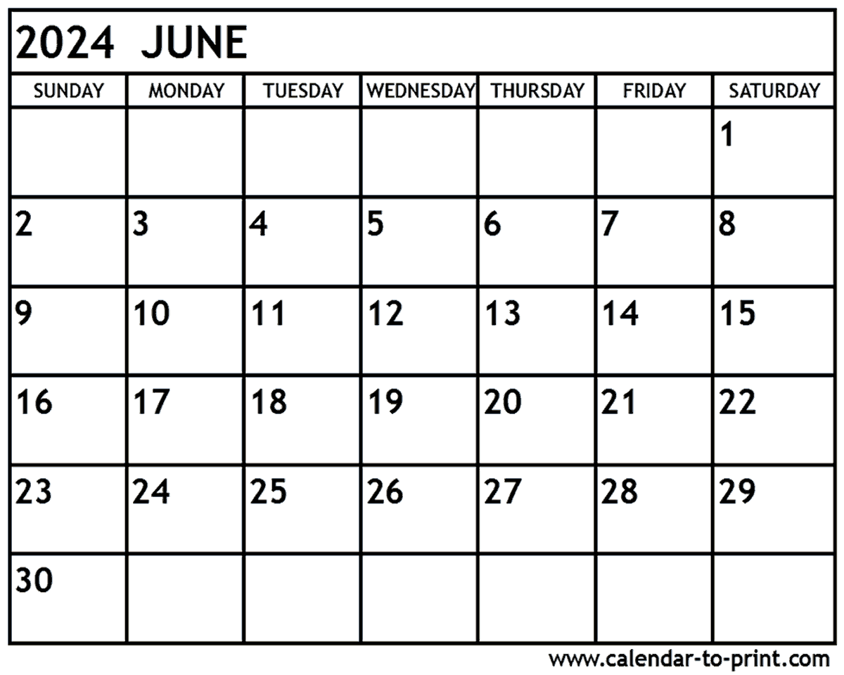 Large June 2024 Calendar Printable Free Etta Olivia