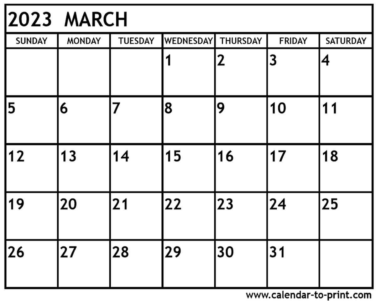 March 2023 Calendar Printable