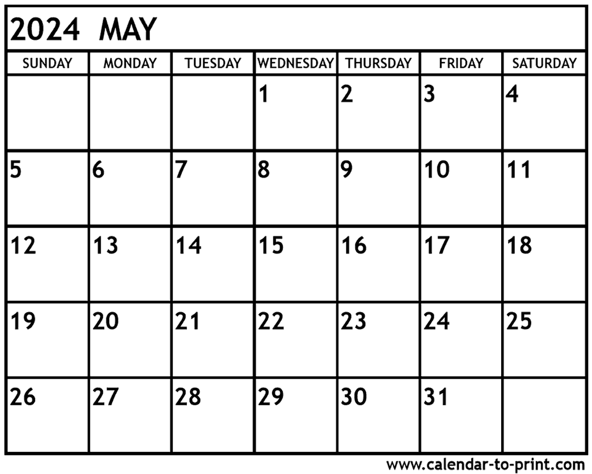 May 2024 Calendar Printable