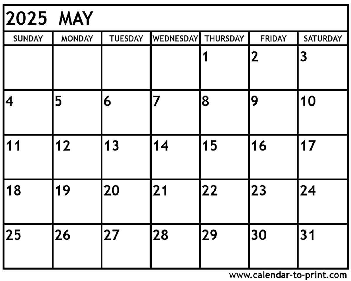 May 2025 Calendar Printable